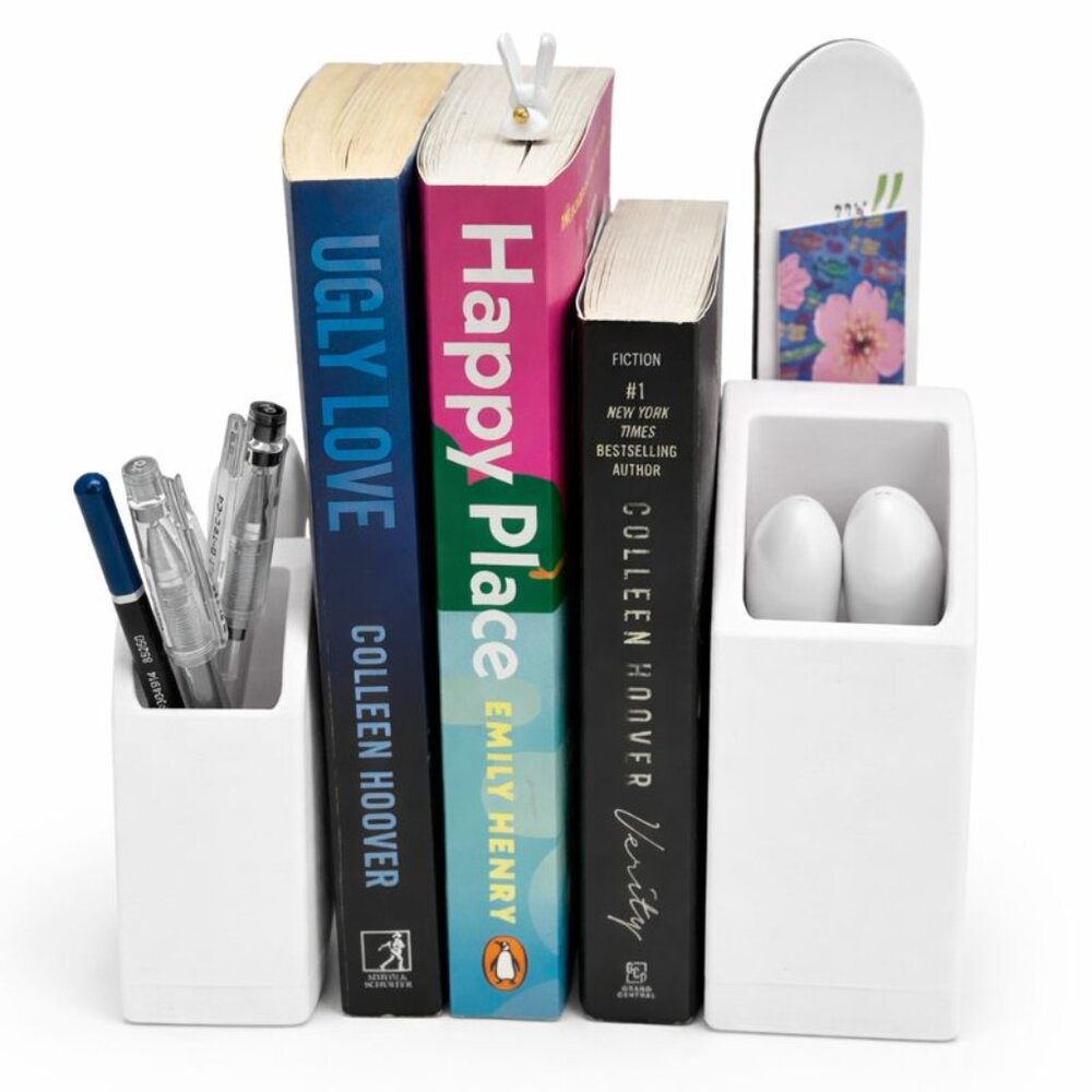 Modern Bookend Desk Organizer  Pen & Pencil Holder  Minimalist Arch Design